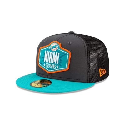 Grey Miami Dolphins Hat - New Era NFL NFL Draft 59FIFTY Fitted Caps USA6751230